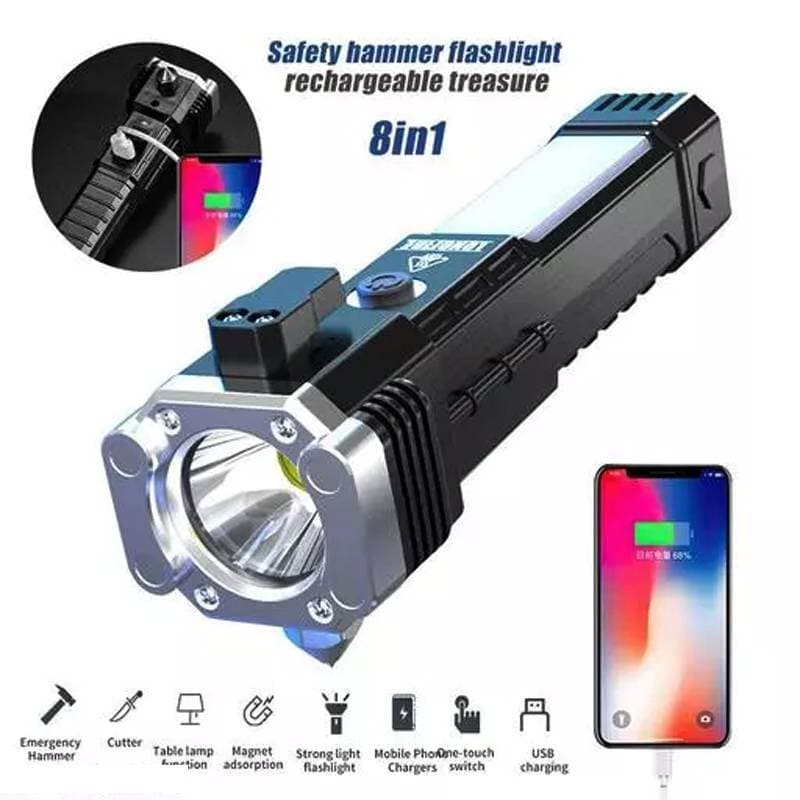 Portable Rechargeable Torch LED Flashlight With Power bank thumbnail 3