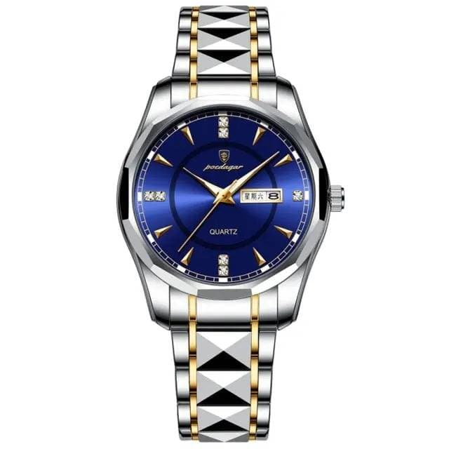 POEDAGAR Luminous Diamond Cut Steel Band Sports Watch  thumbnail 3