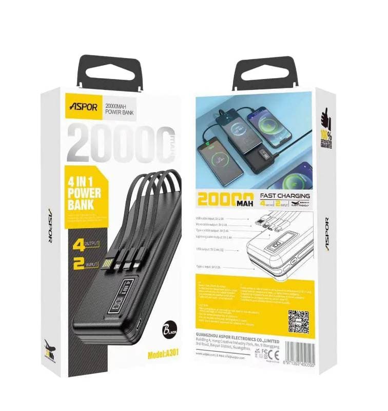 Aspor 4in1 Power Bank 20000 MAH thumbnail 2