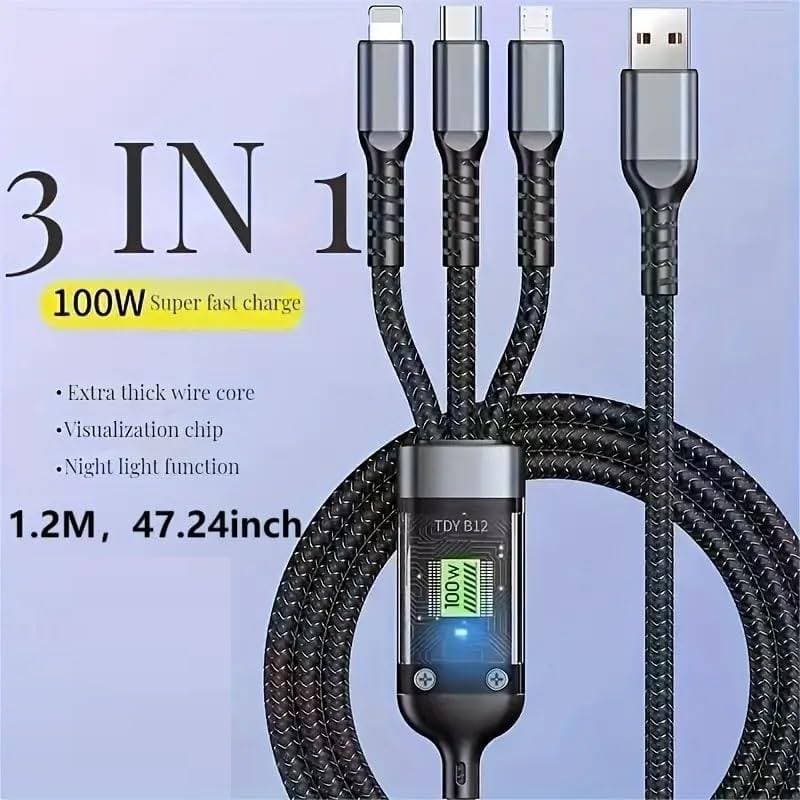 3-in-1 Super Fast Charging Cable 100w