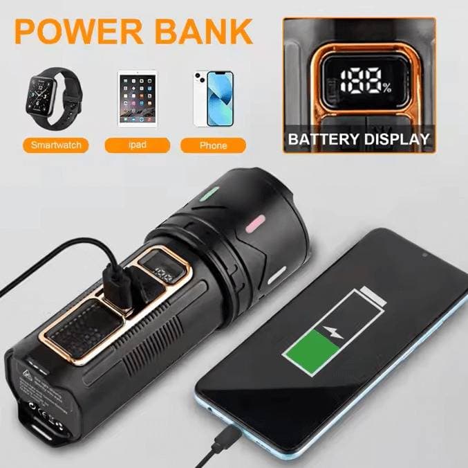 Powerful Digital Torch Zoom Light With Power Bank thumbnail 2
