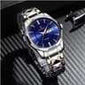 POEDAGAR Luminous Diamond Cut Steel Band Sports Watch 