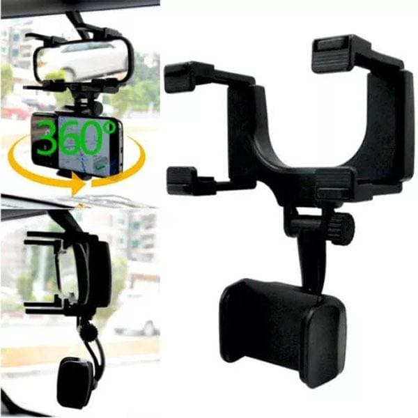 360 Degree Rearview Mirror Car Phone Holder thumbnail 2