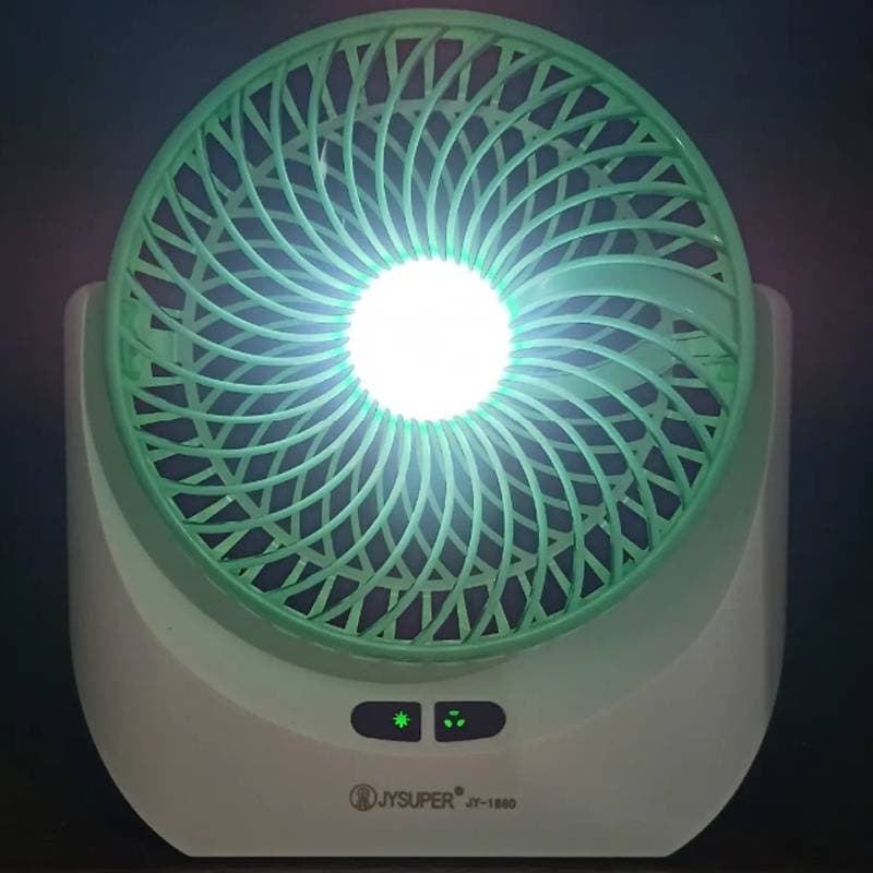 JY SUPER -JY-1880 Rechargeable Mini Table Fan With LED Light thumbnail 2