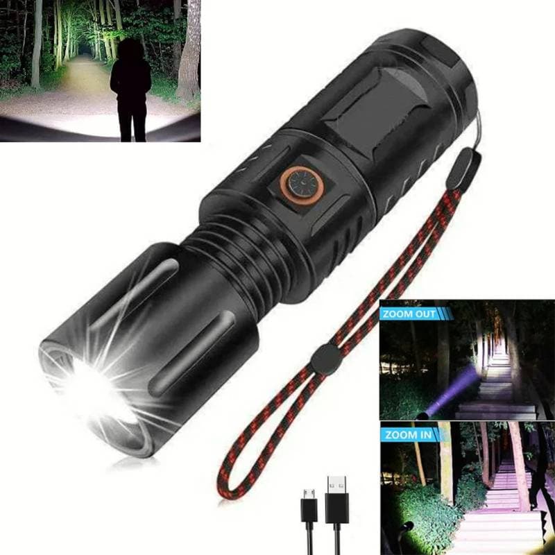 SUPER POWER RECHARGEABLE LED TORCH LIGHT WITH POWER BANK thumbnail 3