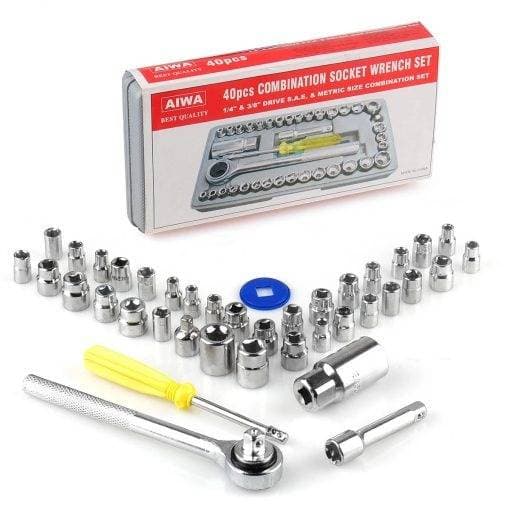 40 Pcs Combination Socket Wrench Set With Box - Silver - Tools thumbnail 3