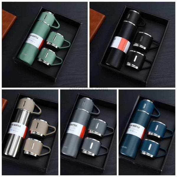 3 in 1 Vacuum Insulated Thermal Flask With Cup Set thumbnail 3