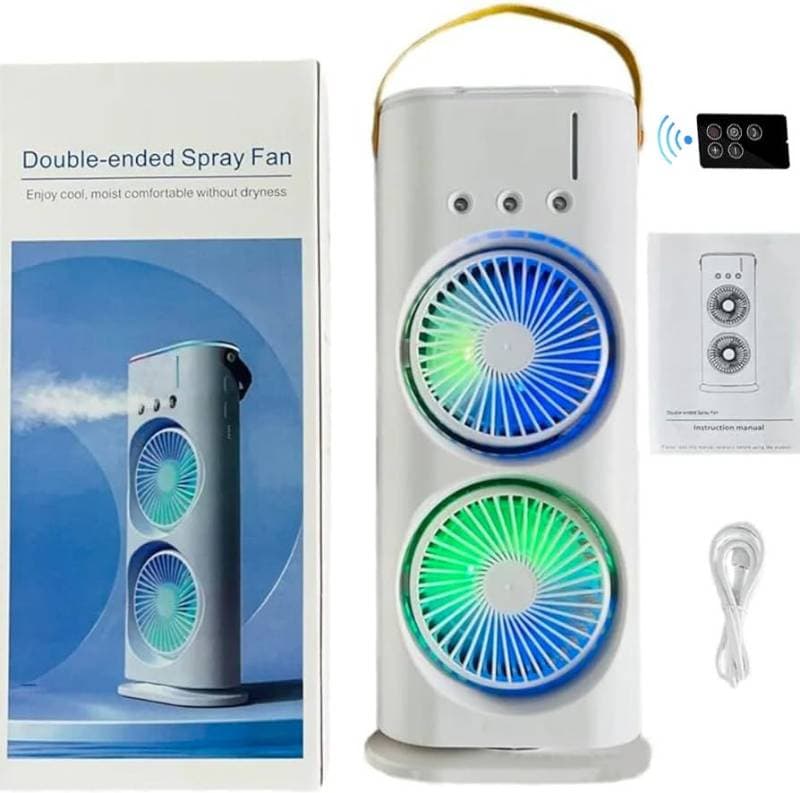 Rechargeable Remote Control Double Head Spray Cooling Fan thumbnail 2