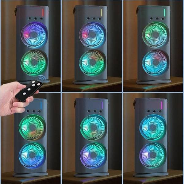 Rechargeable Remote Control Double Head Spray Cooling Fan thumbnail 3