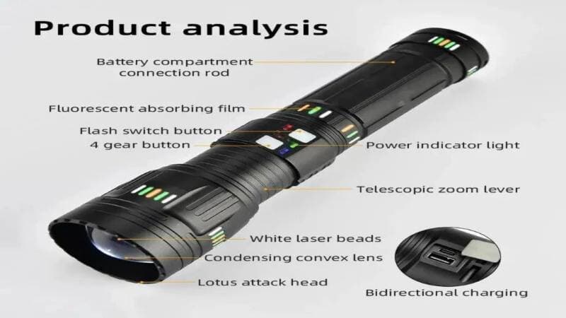 COBA CB-W518 Flashlight LED Rechargeable Torch 3km Range thumbnail 3
