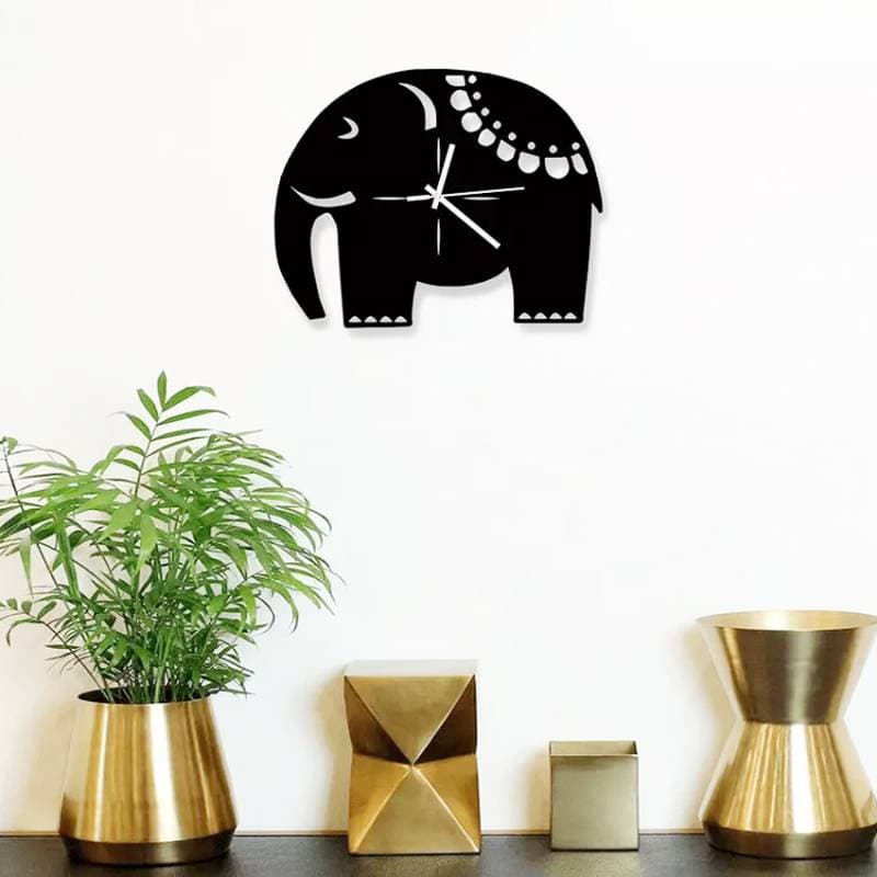 Elephant Decorative Wooden Board Wall Clock -1001 thumbnail 3