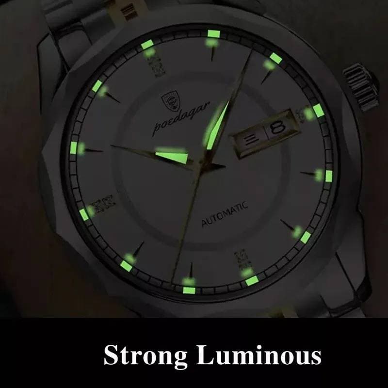 POEDAGAR Luminous Diamond Cut Steel Band Sports Watch  thumbnail 4
