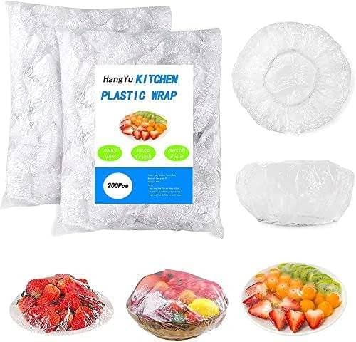 200-𝙋𝙘𝙨 Disposable Food Cover Plastic Wrap Elastic Food  thumbnail 4