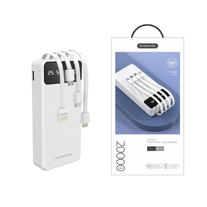 SENDEM 20000mah multifunctional power bank attached with 4 USB cable thumbnail 3