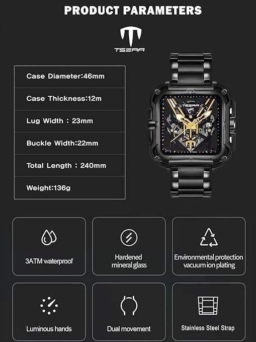 TSERA T1008S-B-YL-B Multifunction 3ATM Water Resistant Watch thumbnail 3