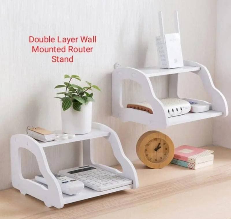 2 Layer Wall Mount Wifi Router Storage Rack