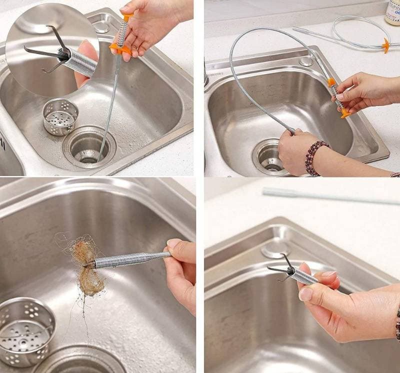 ABS Stainless Steel Wire Spring Sink Drain Cleaner (ড্রেন ক্লিনার স্প্রিং পাইপ ) thumbnail 2