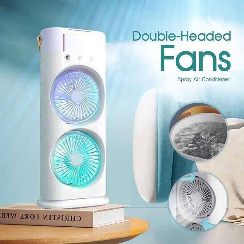 Rechargeable Remote Control Double Head Spray Cooling Fan thumbnail 4