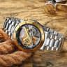 WOONUN New Mens 3ATM Waterproof Luxury Transparent Case Stainless Steel Band Male Mechanical Watch 