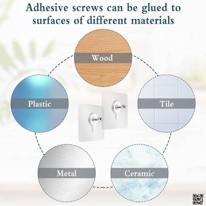 Screw Adhesive  Wall Hooks No Drilling Waterproof for Home Kitchen Bathroom thumbnail 4