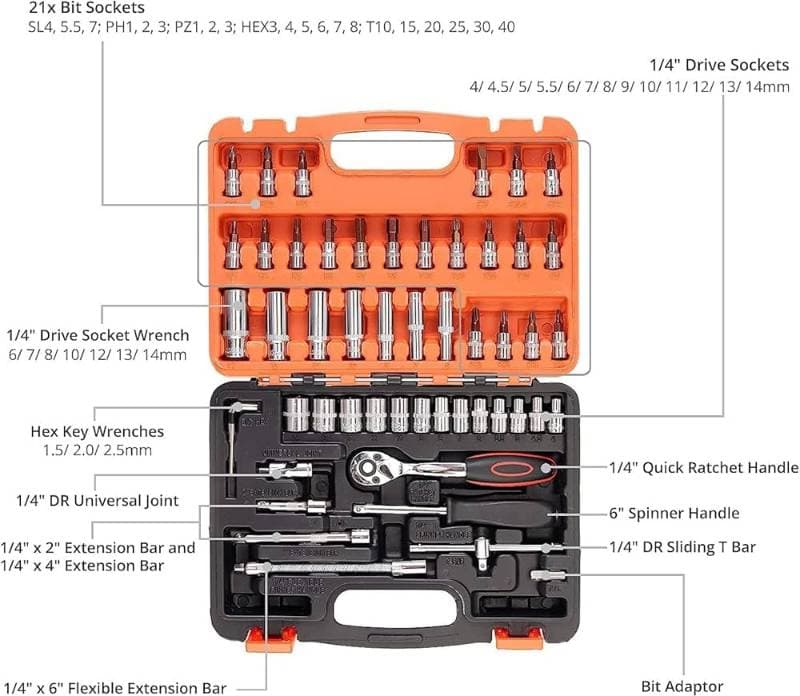 53PCS COMPREHENSIVE TOOL SET SOCKET WRENCH SET BOX  thumbnail 3