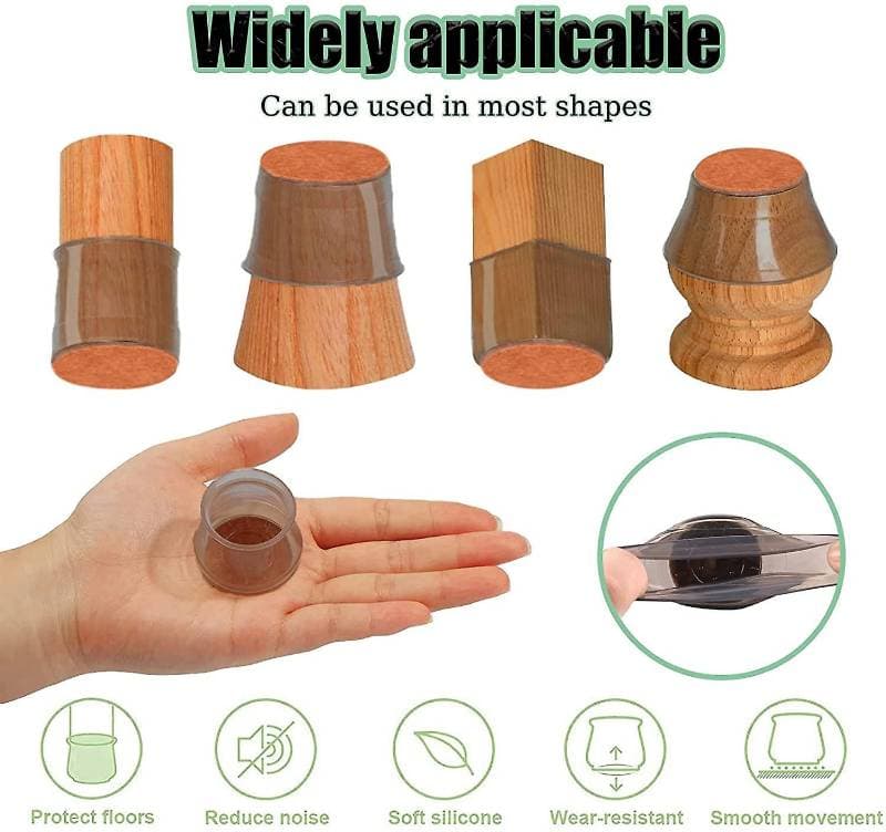 12 PCS Silicone Chair Leg Caps Felt Pads For Furniture thumbnail 3