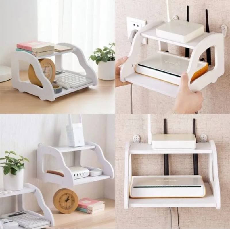 2 Layer Wall Mount Wifi Router Storage Rack thumbnail 4