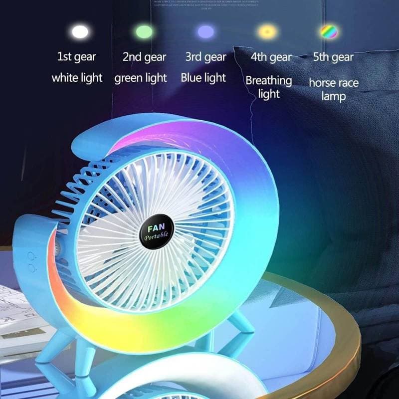 Mini Portable Desktop Fan Adjustable Colorful Fan thumbnail 2
