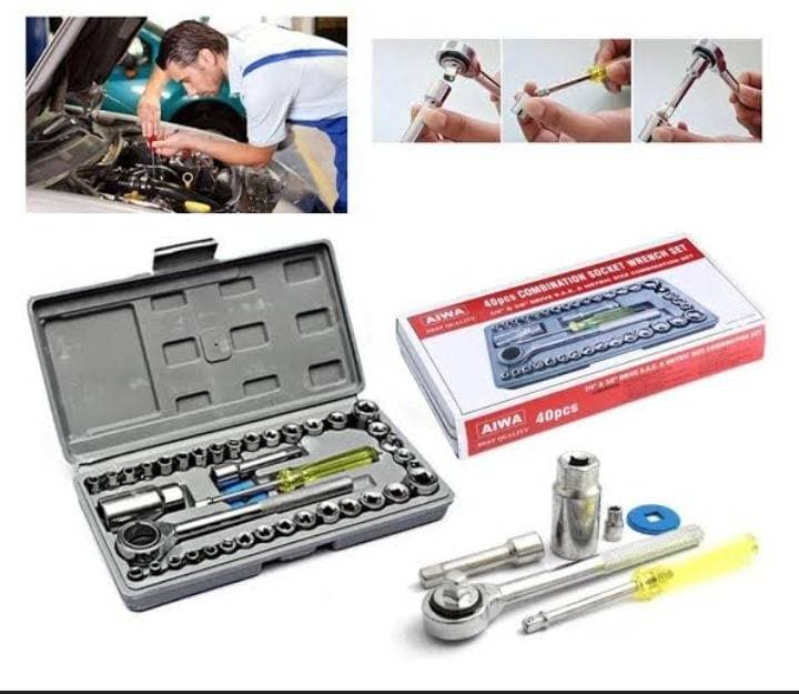 40 Pcs Combination Socket Wrench Set With Box - Silver - Tools thumbnail 4