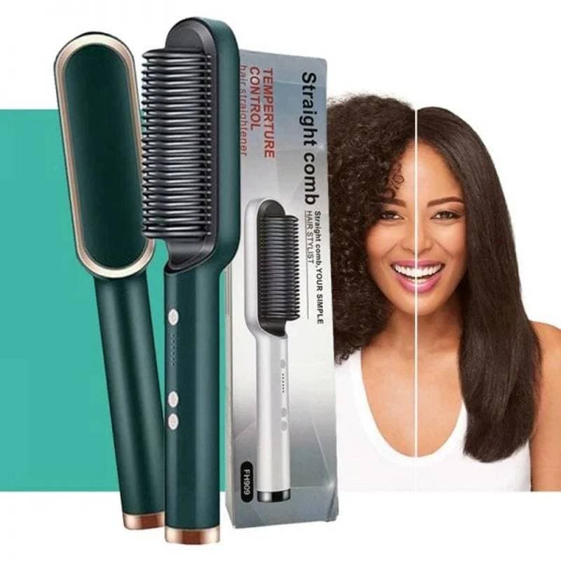 2in1 Hair Straightener + Curler Comb Brush 