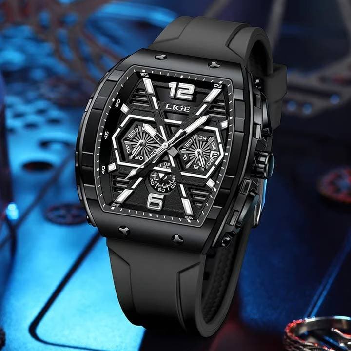 LIGE Luxe Black Quartz Watch thumbnail 2