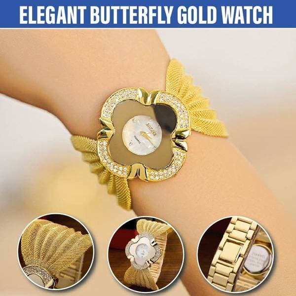 Elegant Butterfly Gold Watch thumbnail 3
