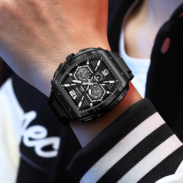 LIGE Luxe Black Quartz Watch thumbnail 3