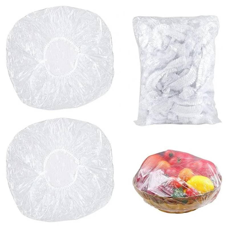 300-𝙋𝙘𝙨 Disposable Food Cover Plastic Wrap Elastic Food  thumbnail 2