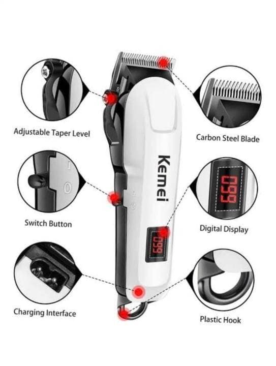 Kemei Km-809A Digital Rechargeable Electric Hair Cut Trimmer thumbnail 3