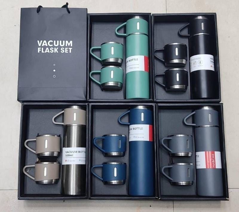 3 in 1 Vacuum Insulated Thermal Flask With Cup Set