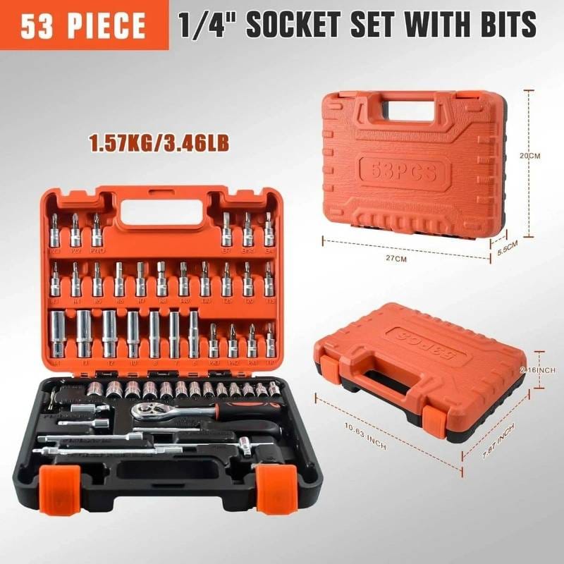 53PCS COMPREHENSIVE TOOL SET SOCKET WRENCH SET BOX 